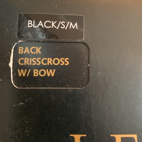 SENSUOUS FREDERICKS OF HOLLYWOOD Legware: black stockings w/crisscross & bow. - Picture 3 of 11